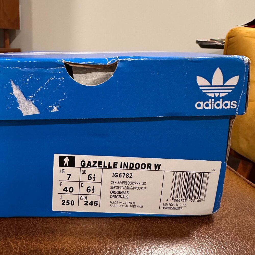 🍓 adidas Gazelle Indoor Semi Pink Spark Preloved Scarlet Green Men's 7 UK 6.5 - Picture 8 of 14